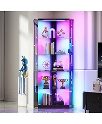 Vlsrka Corner Display Cabinet with Rgb Lights