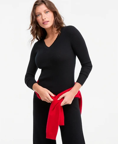 Charter Club Women's 100% Cashmere Featherweight Ribbed V-Neck Sweater, Macy's Exclusive