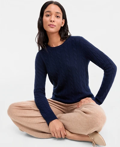 Charter Club Women's Cable-Knit Crewneck 100% Cashmere Sweater, Macy's Exclusive