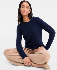 Charter Club Women's Cable-Knit Crewneck 100% Cashmere Sweater, Macy's Exclusive