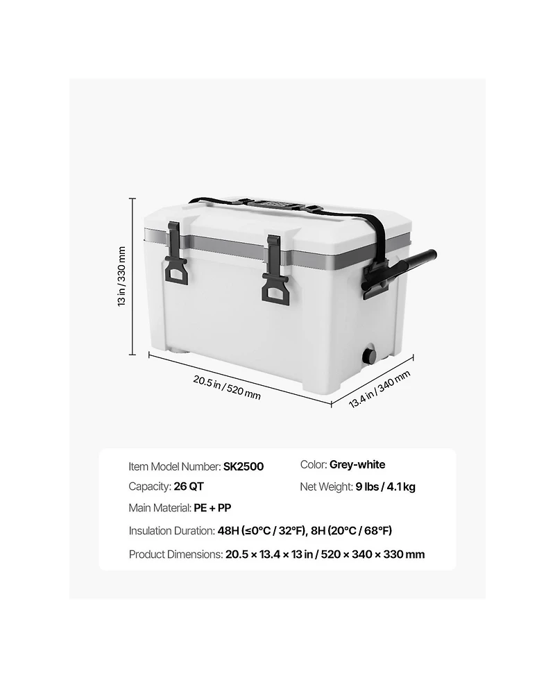 Cozito Portable Cooler, Hard Cooler with Handles, Strap and Pe Pp Insulated Body