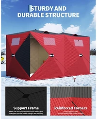 homfan Ice Fishing Shelter, 210D Quilted Fabric Insulated Pop-Up Tent, Portable Winter Hub