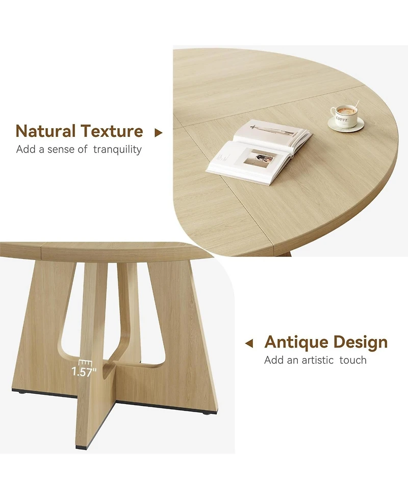homfan 5-Piece Round Dining Table Set with 4 Chairs, 47.2" Space-Saving Kitchen Table for 4-6, Natural Table and chair