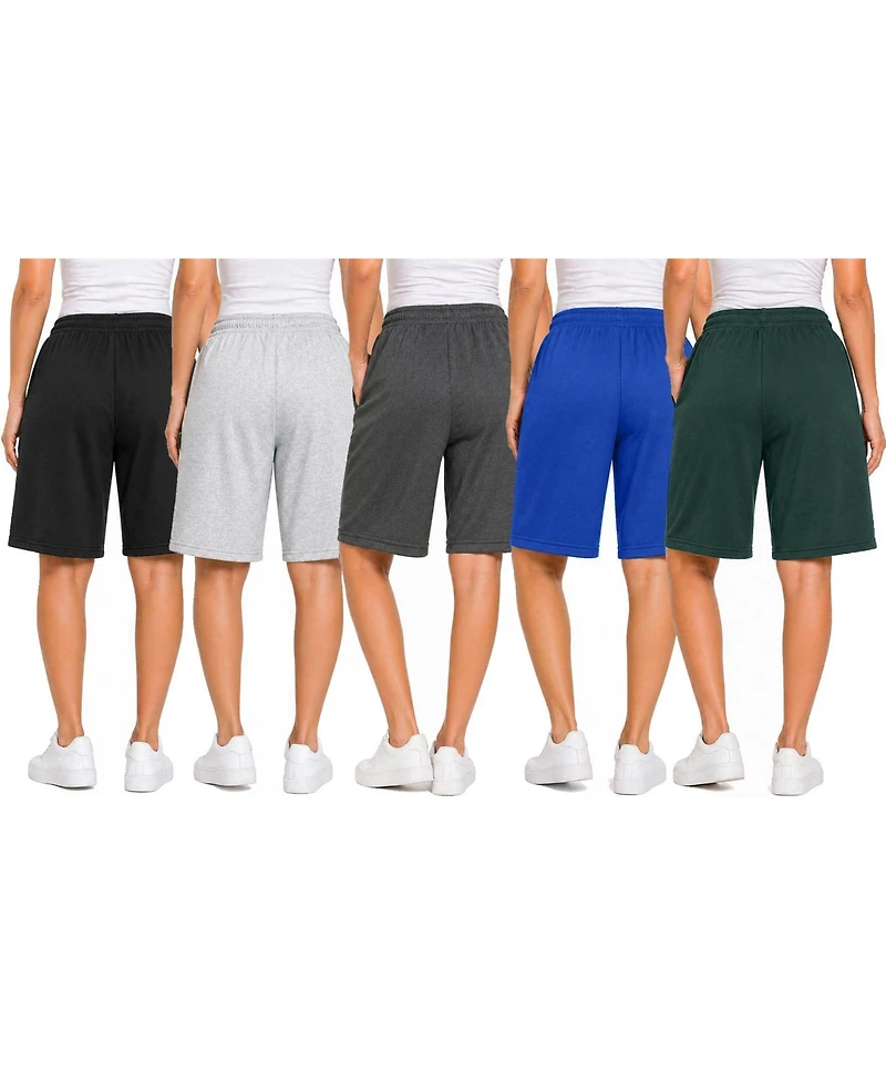 Blue Ice Women's Loose Fit Cotton Blend Lounge Shorts- 5-Pack