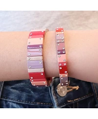 The Lovery Mauve Domino Stretch Bracelet 14K Gold-Plated Over Brass millimeters