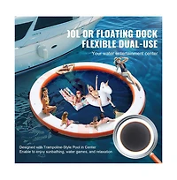 Sugift Inflatable Floating Dock 8 ft Round with 5 ft Trampoline Mesh Pool and Ladder