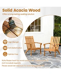 Sugift Acacia Wood Adirondack Chair with 100-Degree Backrest and Deep Curved Seat