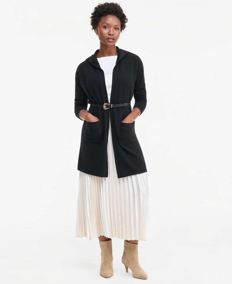 Charter Club Petite's 100% Cashmere Open-Front Hoodie, Created for Macy's