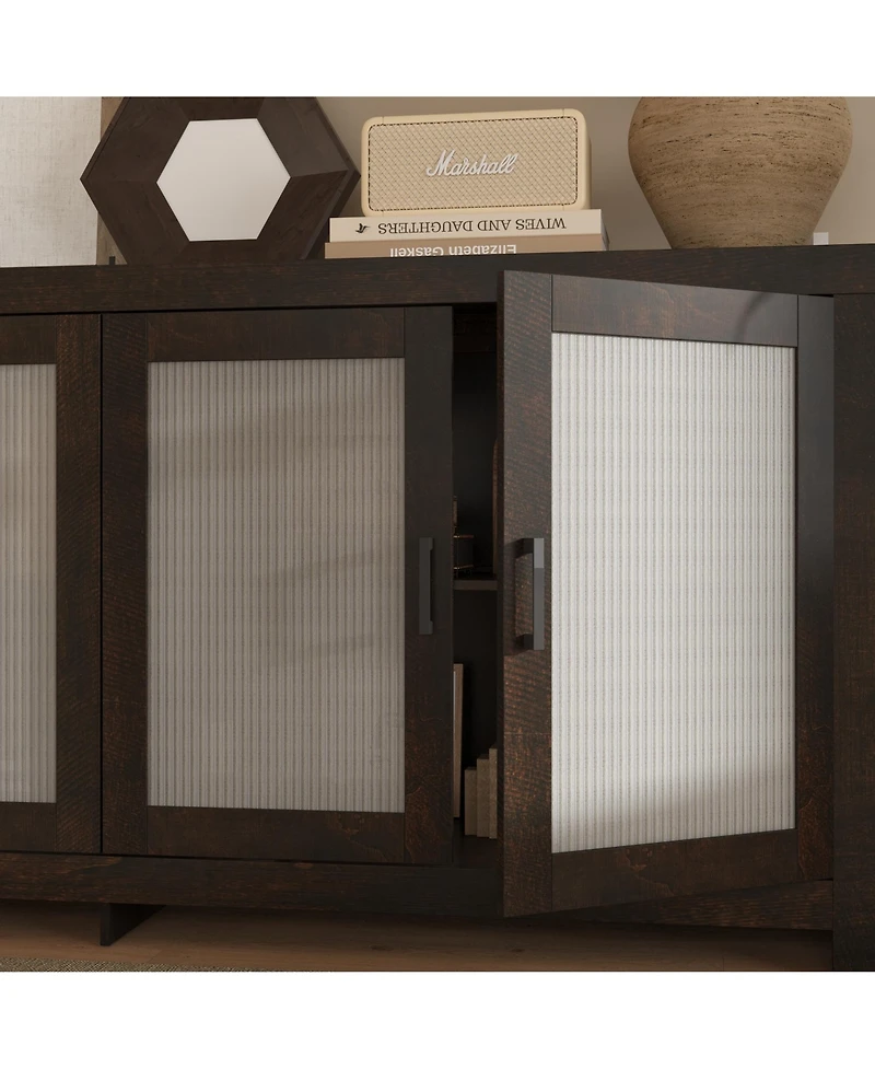 Homsee Tall Storage Cabinet with Acrylic Doors - 71-Inch Wide Espresso Brown Display Cabinet | 4-Door Organizer for Living Room, Bedroom