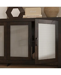 Homsee Tall Storage Cabinet with Acrylic Doors - 71-Inch Wide Espresso Brown Display Cabinet | 4-Door Organizer for Living Room, Bedroom