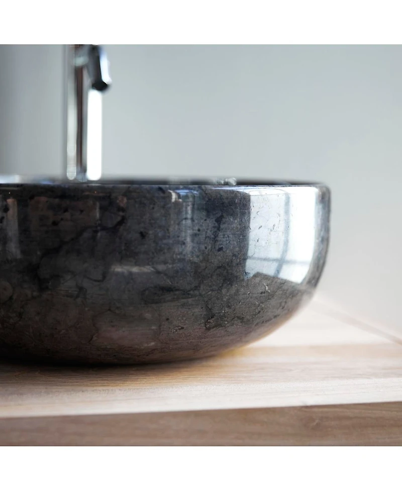 Tikamoon Pia round dark marble basin