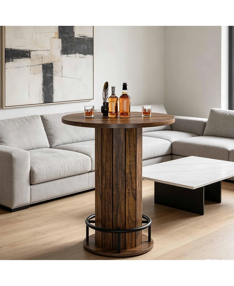 gaomon Round Bar Table, for Dining Coffee Cocktail Living Room, Small Space