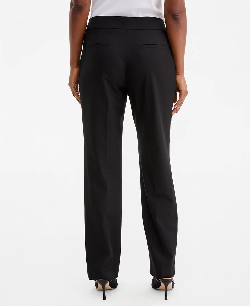 Kasper Women's Washable Bi-Stretch Mid-Rise Fly-Front Straight Pants, Regular & Petite