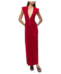 Nocturne Women's Ruched Deep V-Neck Maxi Dress