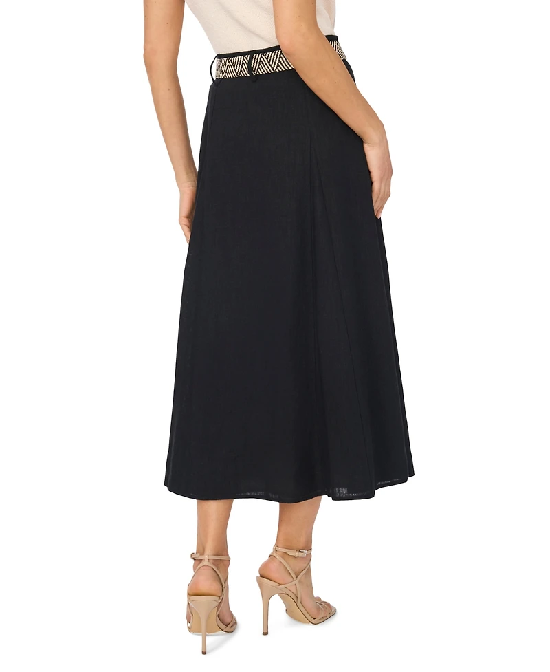 CeCe Women's Belted Midi Skirt