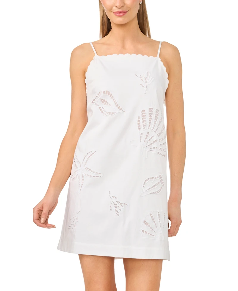 CeCe Women's Scalloped Neck & Hem A-Line Mini Dress