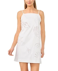 CeCe Women's Scalloped Neck & Hem A-Line Mini Dress