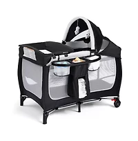 Kinder King 4-in-1 Portable Baby Playard with Bassinet, Changing Table and Canopy