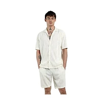 Campus Sutra Men's Ivory White Self-Design Wave Co-Ord Set