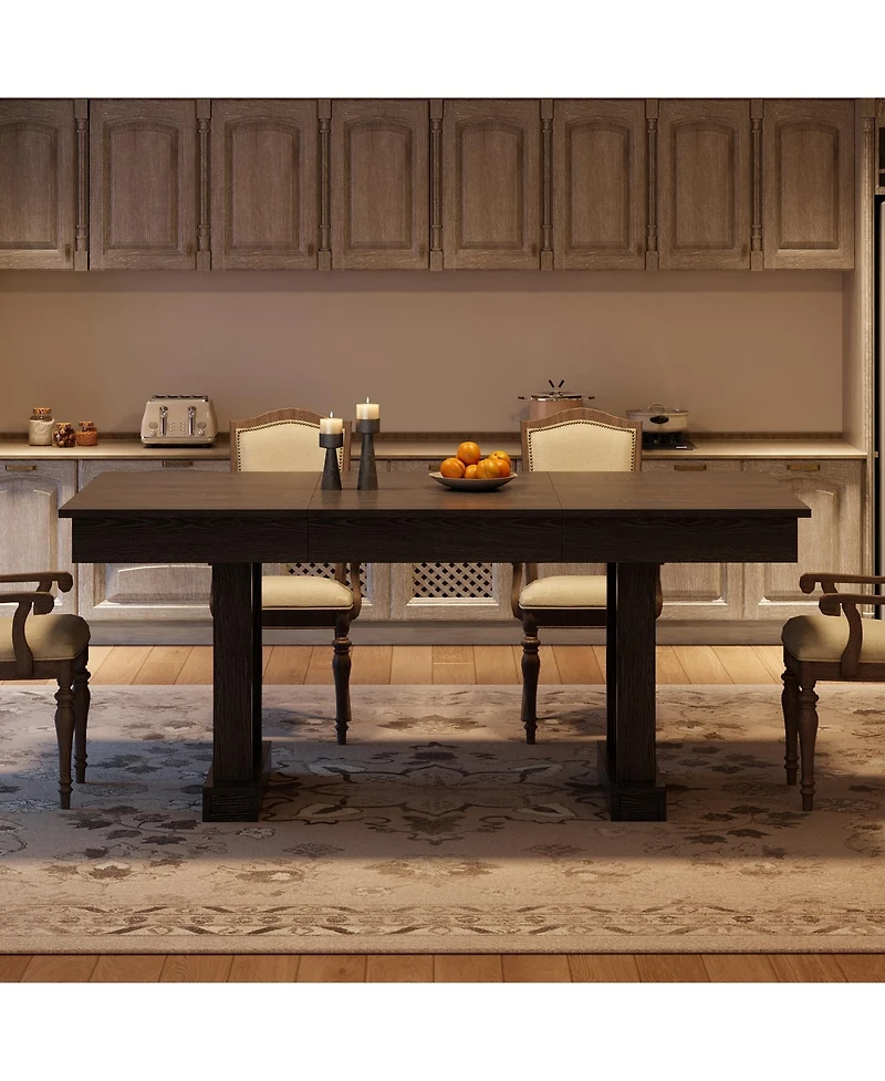 gaomon Kitchen Dining Table for 6-8 with 2 Drawers, Double Pedestal, for Kitchen, Office