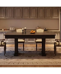 gaomon Kitchen Dining Table for 6-8 with 2 Drawers, Double Pedestal, for Kitchen, Office