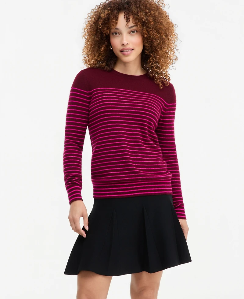 Charter Club Petite Breton-Stripe Cashmere Crewneck Sweater, Macy's Exclusive