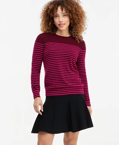 Charter Club Petite Breton-Stripe Cashmere Crewneck Sweater, Macy's Exclusive