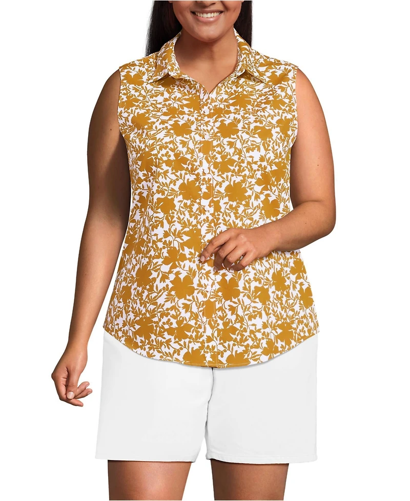 Lands' End Plus No Iron Sleeveless Shirt