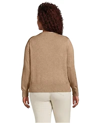 Lands' End Plus Fine Gauge Cotton Crew Cardigan Sweater