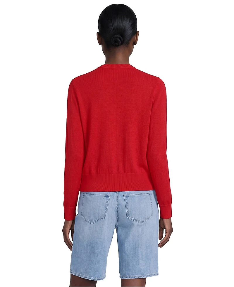 Lands' End Women's Fine Gauge Cotton Crew Cardigan Sweater