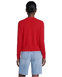 Lands' End Women's Fine Gauge Cotton Crew Cardigan Sweater