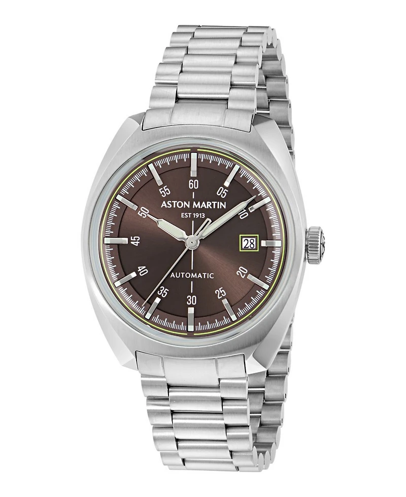 Aston Martin F1 Men's Automatic Brown Stainless Steel Bracelet Watch 41MM