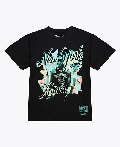 Mitchell Ness Men's Patrick Ewing Black New York Knicks In the City Player T-Shirt