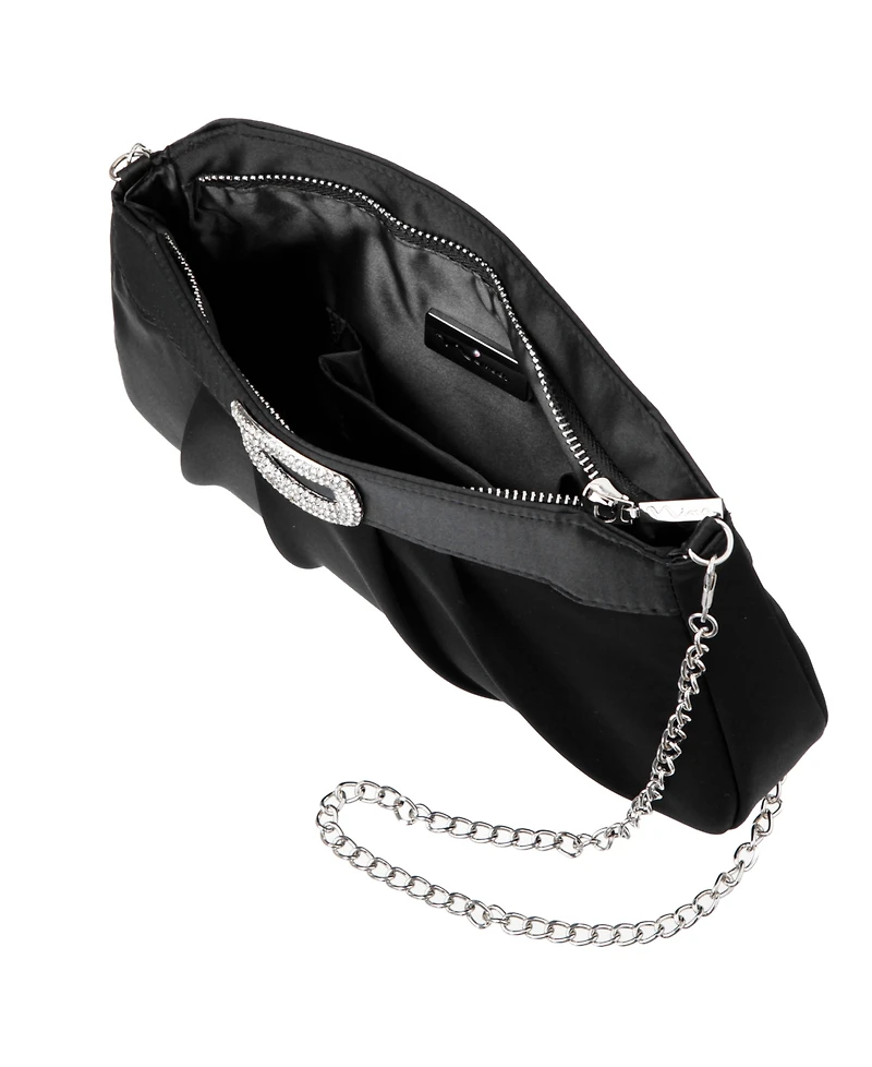Nina Crystal Buckle Ornament Top Zipper Small Clutch Handbag