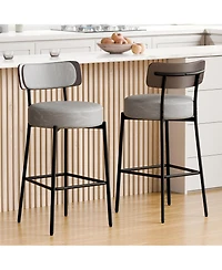 Dyhome 24 inches Bar Stools Set of 2, Counter Height Bar Stools with Leather Pad Wood Back