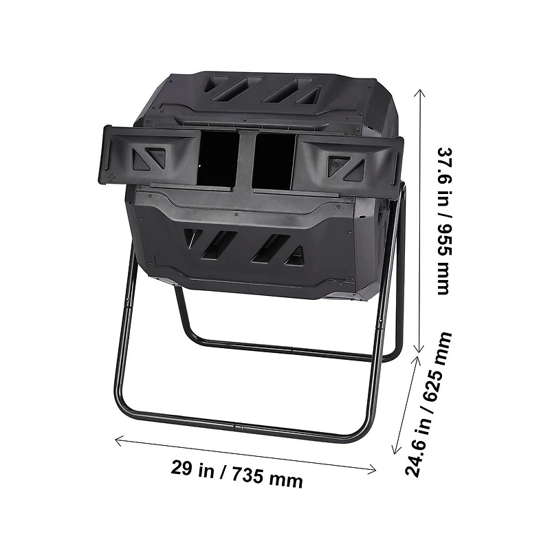 Sugift 43 Gallon Dual Chamber Compost Tumbler Rotating Garden Composter