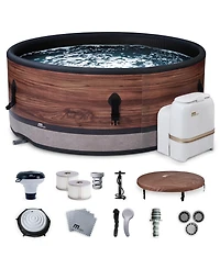 MSpa M Spa Round Inflatable Bubble Massage Spa, 4 to 6 Person Outdoor Hot Tub, Duet