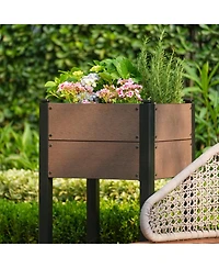 gaomon Elevated All Weather Planter Box with Aluminum Frame and Hdpe Wood Grain Finish for Patio Balcony Vegetables Herbs Flowers