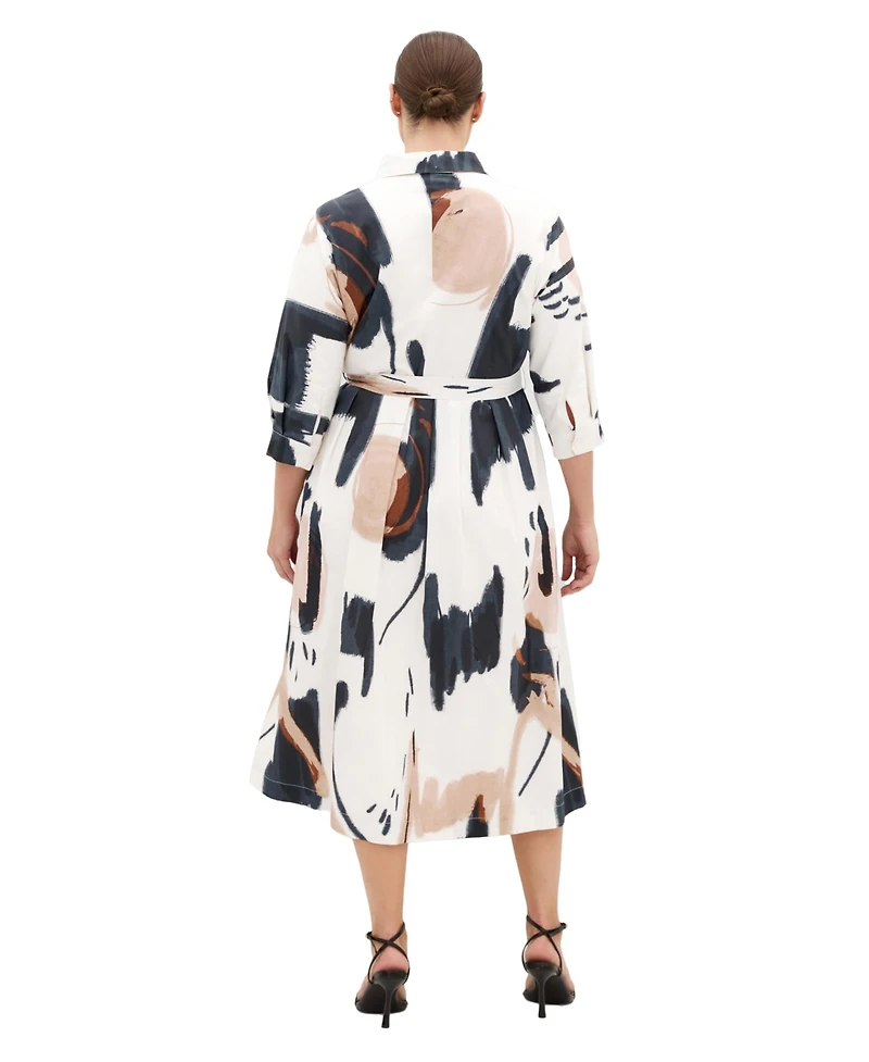 City Chic Women's Plus Exhibit Print Shirt Dress