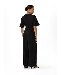 Whistles Women's Fiona Linen Button Jumpsuit