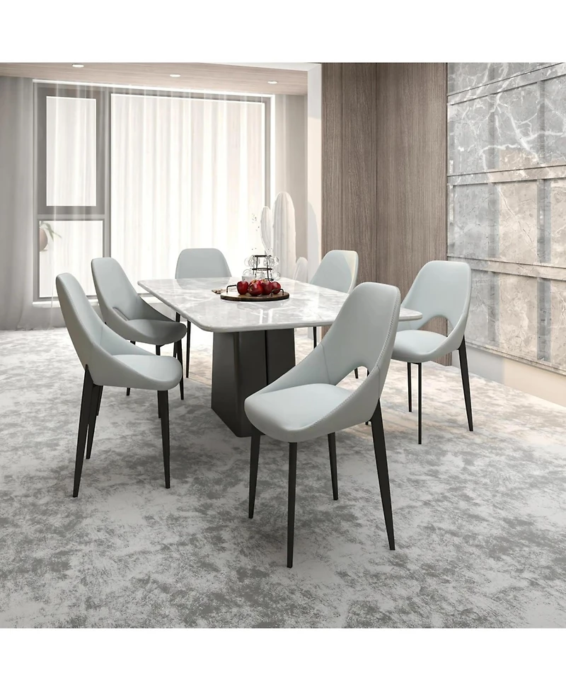 LeisureMod Amalfi Upholstered Fabric Dining Chair Modern Side with Iron Legs, Mid-Century Accent for Room or Kitchen