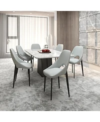 LeisureMod Amalfi Upholstered Fabric Dining Chair Modern Side with Iron Legs, Mid-Century Accent for Room or Kitchen