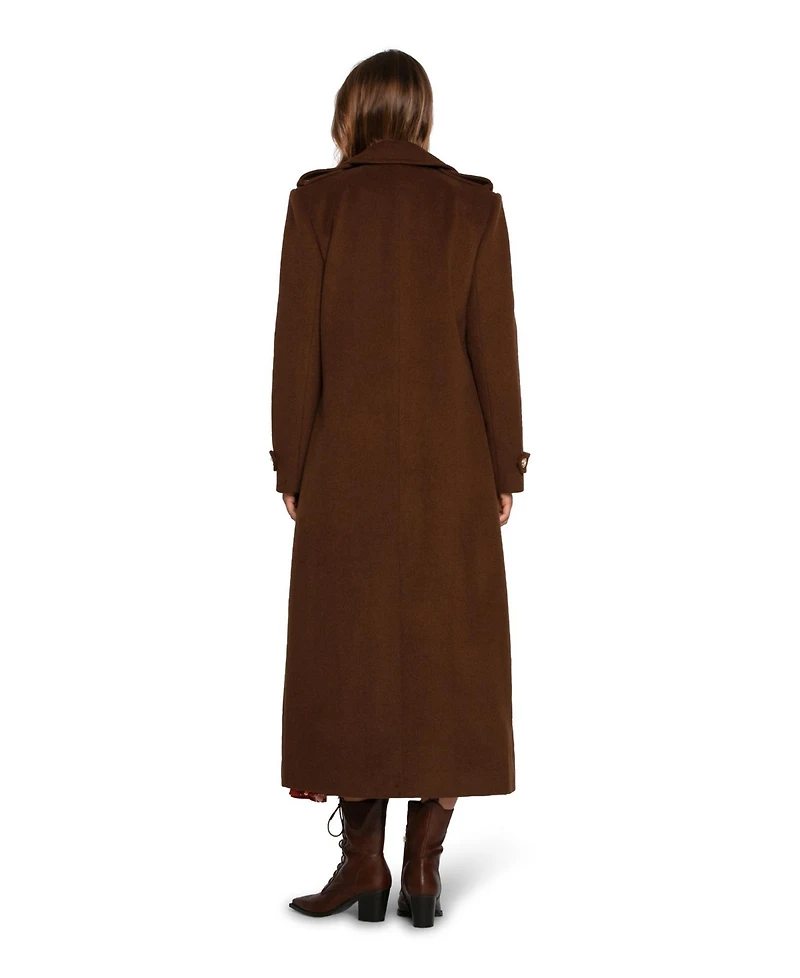 Belle & Bloom Women's Command Wool Blend Double Breast Maxi Coat