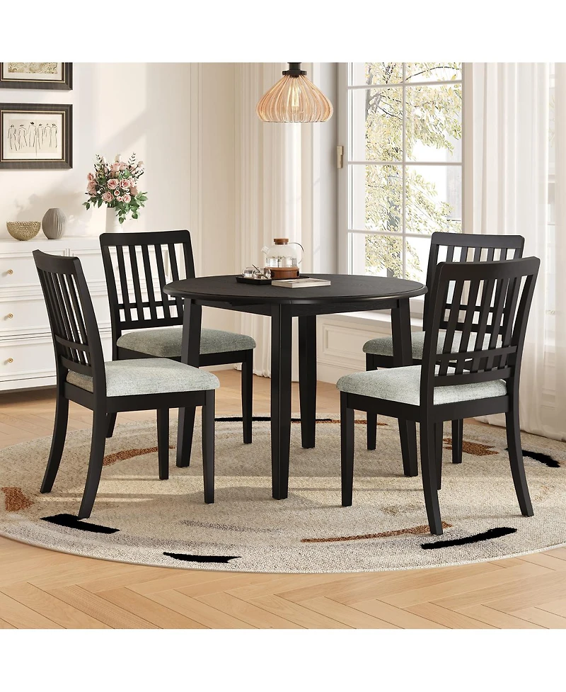Streamdale Furniture 5-Piece Round Dining Set for 4 - Wood Table and 4 Chairs