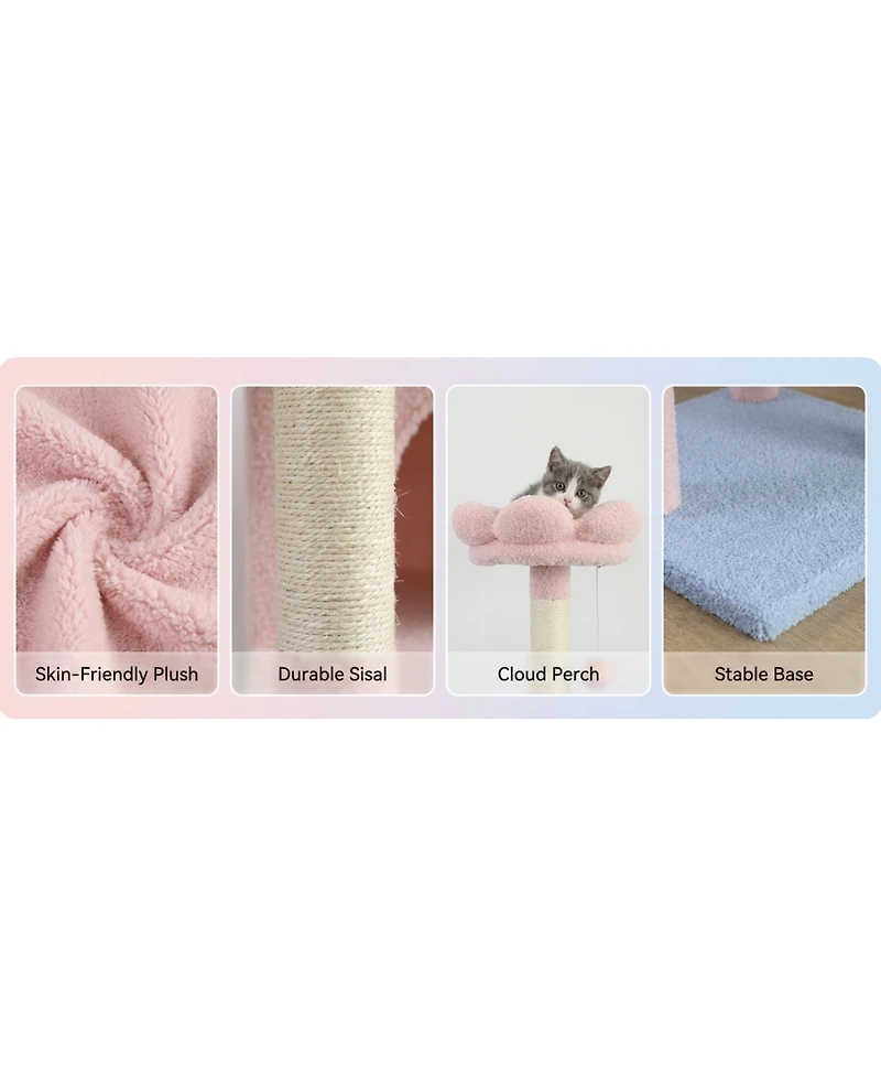 Streamdale Furniture flower cat tree with large condo removable flower cushion and hammock