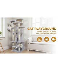 Streamdale Furniture 78.8" Cat Tree Tower with Large Condo, Hammock, and Scratching Posts