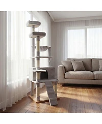 Streamdale Furniture 71" Multi-Level Cat Tree with Hammocks, Cat Cave, and Scratching Posts