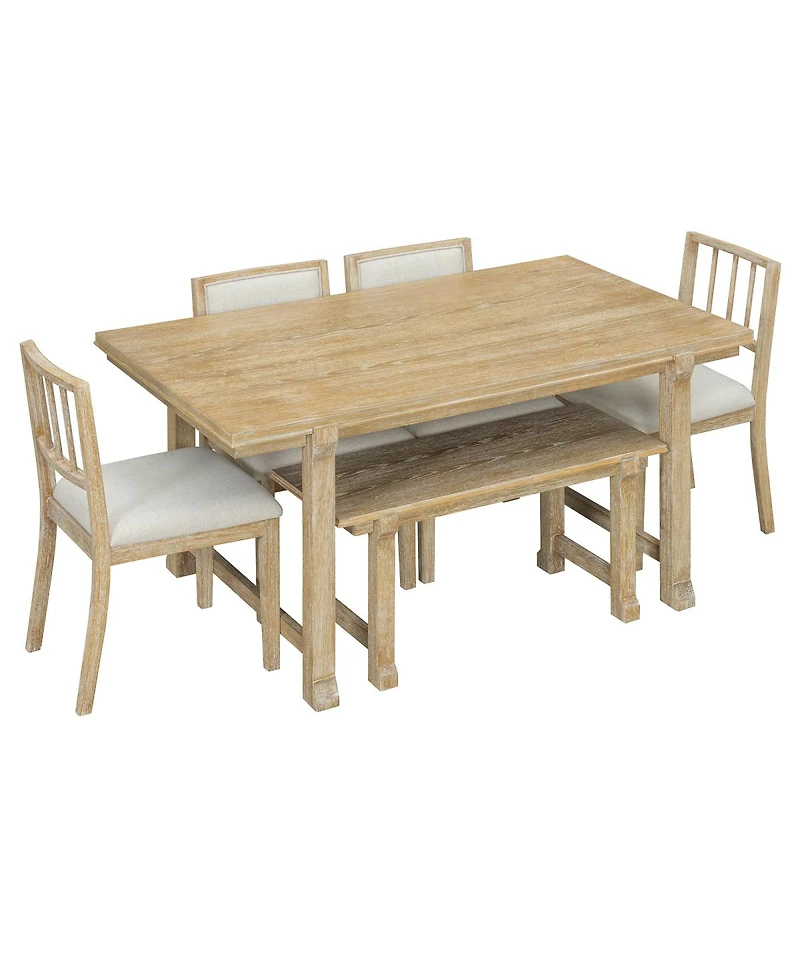 Streamdale Furniture 6 Piece Farmhouse Dining Set with Solid Wood Frame