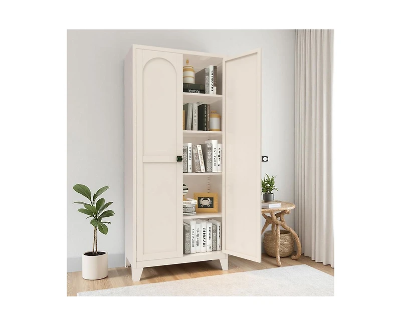 sumyeg Shapely Doors Cabinet Metal Storage with and Adjustable Shelves