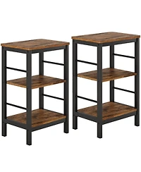 homfan Set of 2 Space-Saving 3-Tier Narrow End Table with Storage Shelf - Modern Sturdy Side Table for Living Room, Bedroom, Hallway